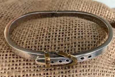 VINTAGE MEXICAN STERLING & BRASS BELT BUCKLE BANGLE BRACELET | eBay