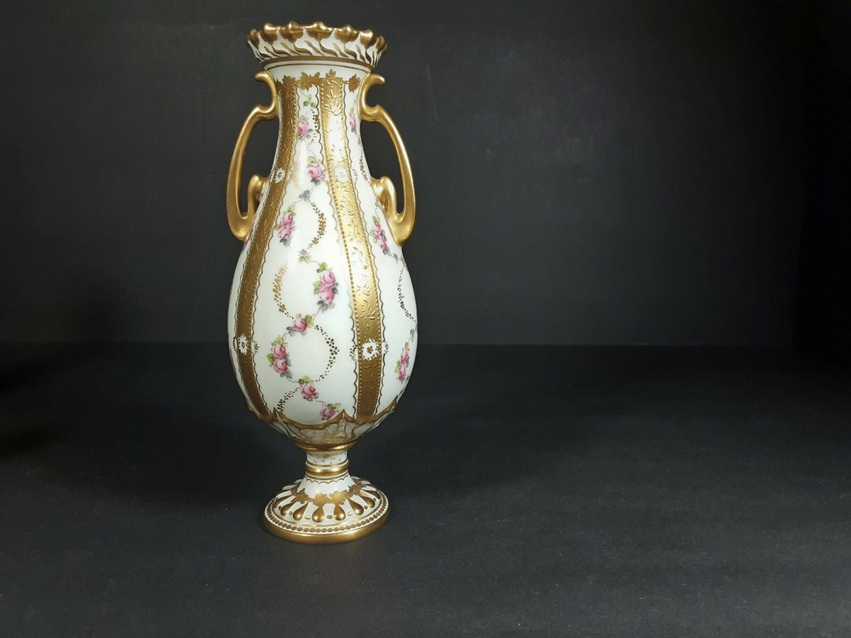 Floral Vase Antique Royal Crown Derby Hand Painted c. 1903 | eBay