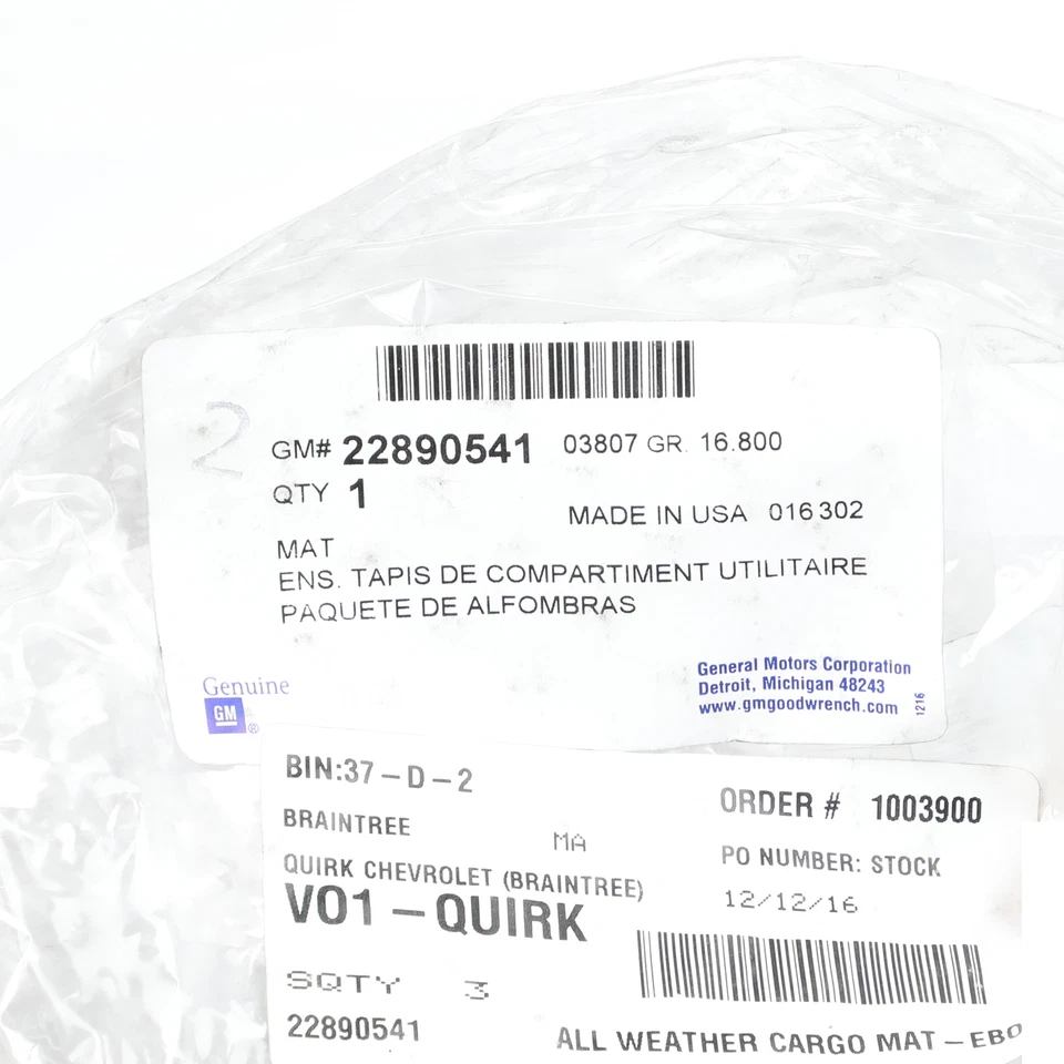 OEM NUEVO GM PART 2007-2016 GMC Acadia Premium All Weather Cargo Área Mat 22890541 Foto 4 de 4