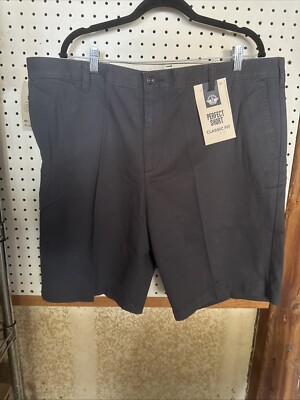 Dockers Classic Fit Perfect Shorts Black Flat Front Men's Size 42