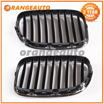 Pair Set Front Chrome Black Grille 51117295297 51117295298 For BMW