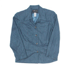 Sag Harbor Womens Wool Blend Blazer Jacket Blue Houndstooth S