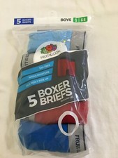 New Fruit of the Loom Boys Boxer Brief Underwear 5pair/pack Blue Gray White Red