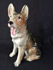 Vintage Hand Painted Porcelain Dog - German Shepherd/Alsatian - Height 23cm #A