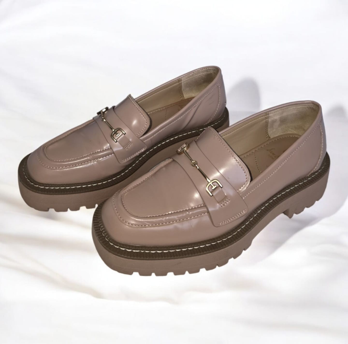 Sam Edelman Laurs Platform Lug Sole Loafers Size 8 Women's Nude Beige