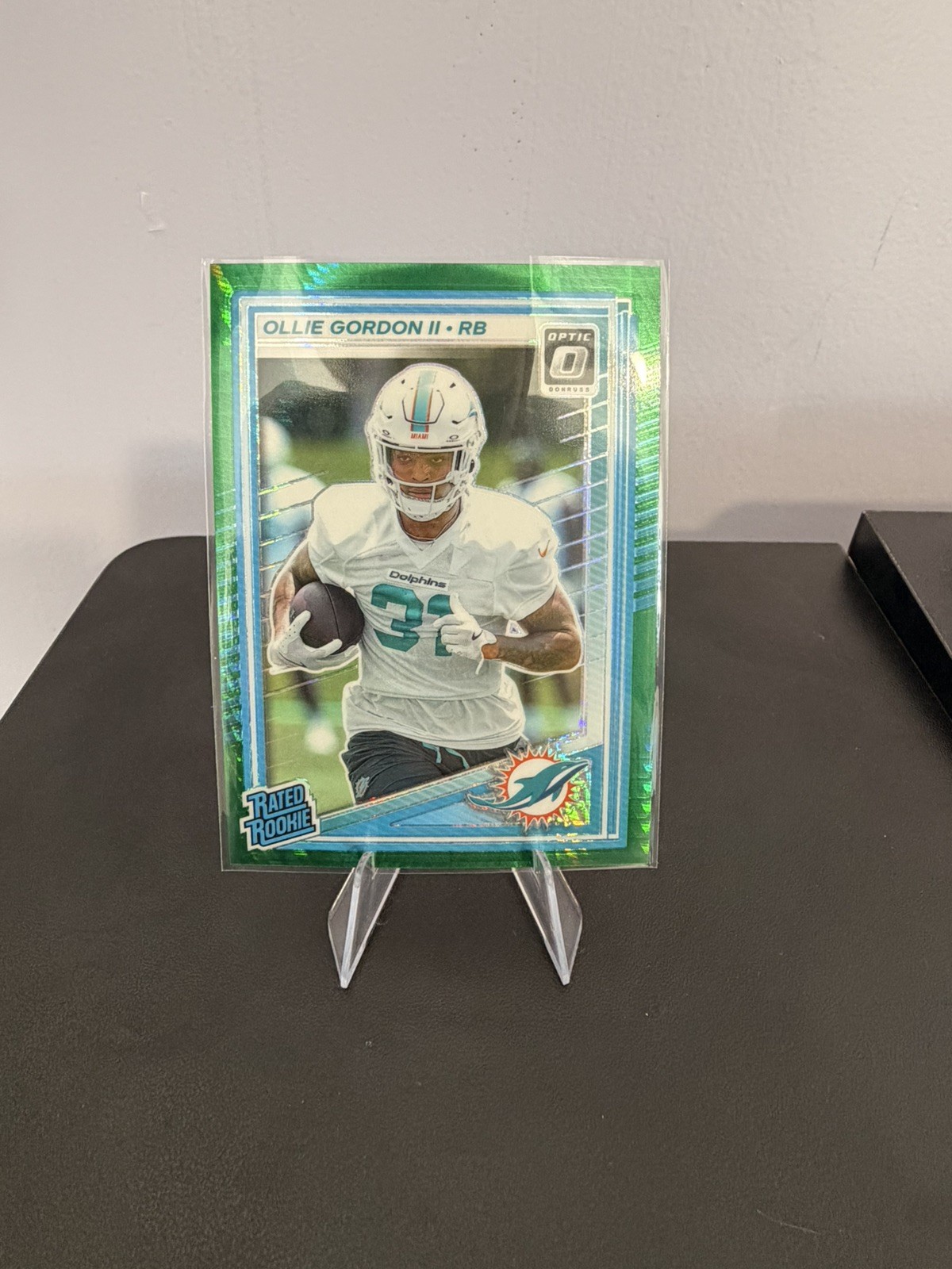 2025 Donruss Optic - Rated Rookie Ollie Gordon II #218 Green Hyper Prizm (RC)