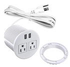 Power Grommet with USB 2 AC Outlets 2 USB Ports 6 FT Cord White Color