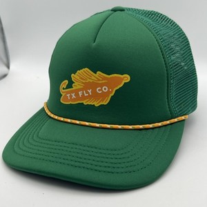 TX Fly Fishing Co Cap Hat Green Rope Trucker Mesh SnapBack