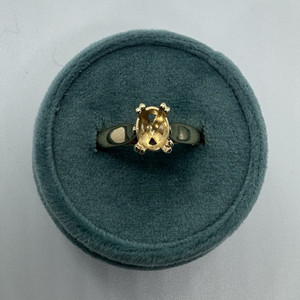 14K Yellow Gold Oval Double Claw Prong Mounting, NO STONE Size 7, Cathedral