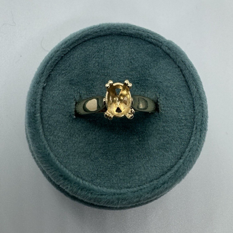 14K Yellow Gold Oval Double Claw Prong Mounting, NO STONE Size 7, Cathedral