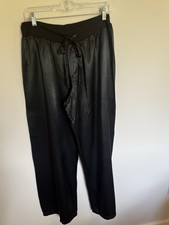 NWT PJ Harlow Women's Jolie Black Satin Pant With Draw String Size L 12-14 