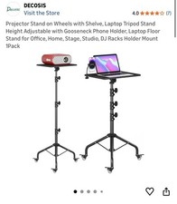Projector Stand on Wheels with Shelve, Laptop Tripod Stand Height Adjustable