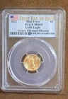 2022 Mint Error $5 Gold Eagle PCGS MS69 Struck Thru Obverse 1/10oz