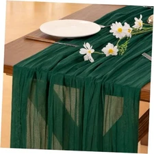  Cheesecloth Table Runner Fall Thanksgiving Boho 10ft x 1pc Emerald Green