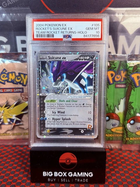 Pokémon 2004 ROCKET’S SUICUNE EX PSA 10 TEAM ROCKET RETURNS #105 💦 POP - 80