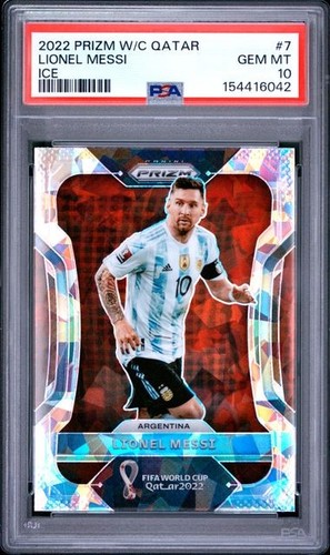 2022 PANINI PRIZM WORLD CUP QATAR #7 LIONEL MESSI ICE SSP - PSA 10