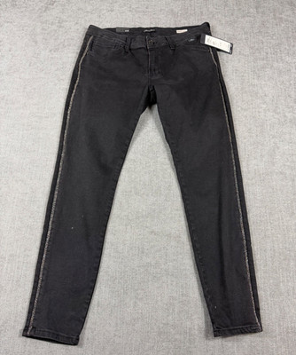 Mavi Wmn's Adriana Ankle Smoke Embelished 31/28 Mid Rise Super Skinny Jeans NWT