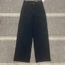 NWT Wild Fable Jeans XS Women  s Barrel Cargo Pockets Dark Wash