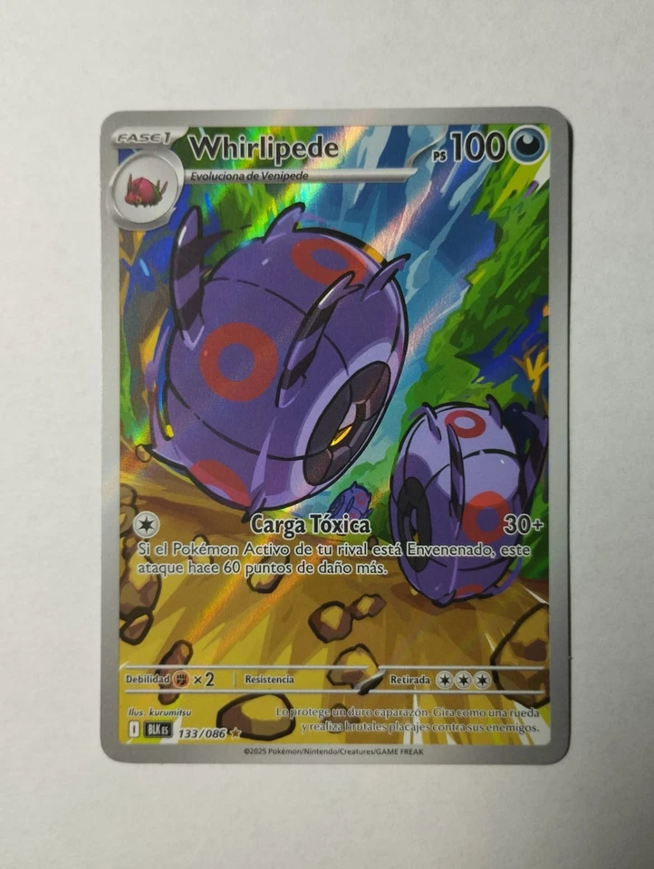 Whirlipede BLK Fulgor Negro Español Carta Pokémon JCC tcg. - Imagen 1 de 4