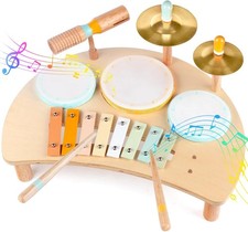 Kids Drum Set, Montessori Musical Instruments for Toddlers 1-3, Wooden...
