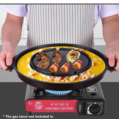 in Korean BBQ Grill Plate Shabu Hot Pot Pan Non-Stick Coating