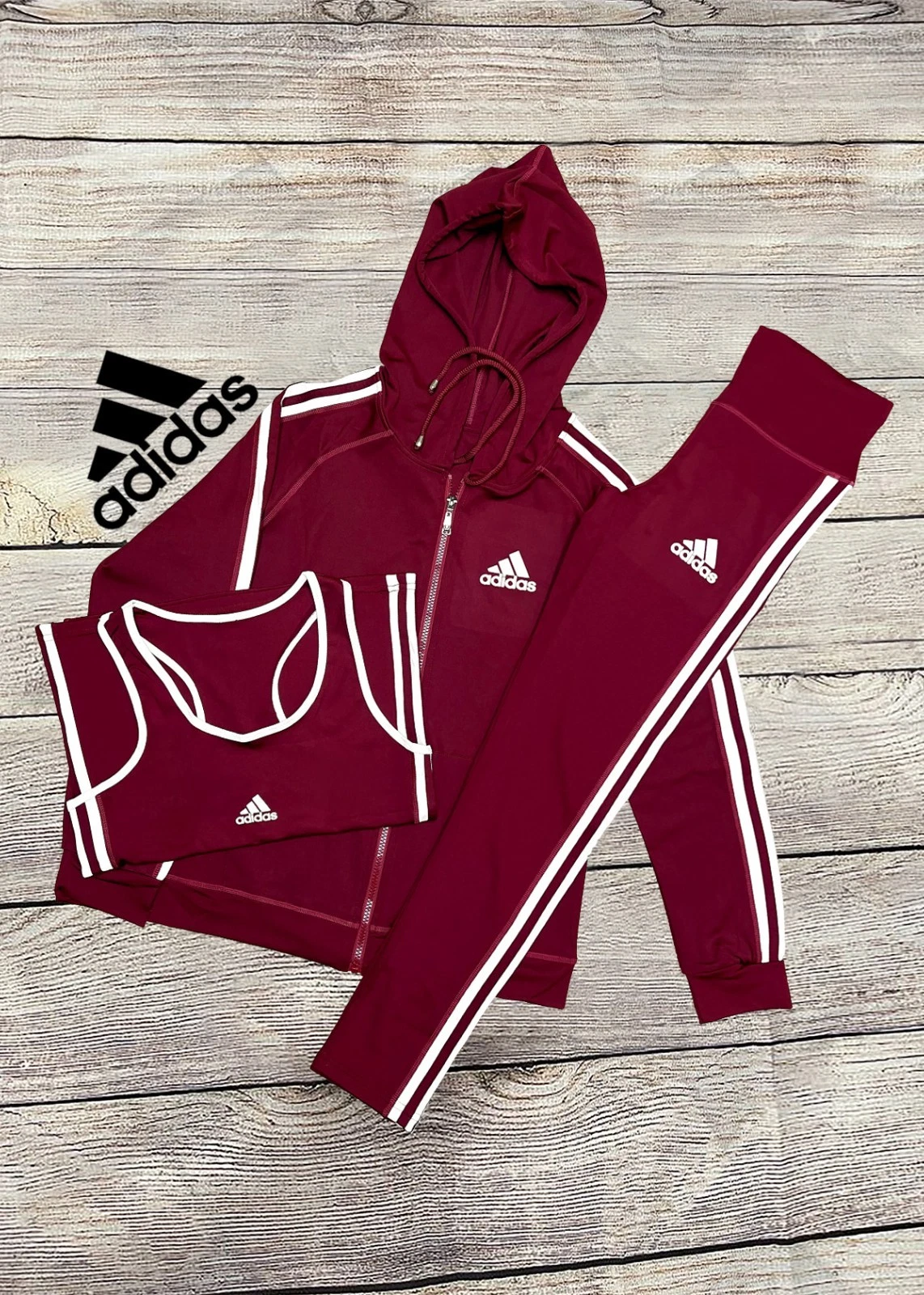 ADIDAS 3 Piece Burgundy Suit Female (Stretchable) (S/M) & (L/XL)
Opens in a new window or tab