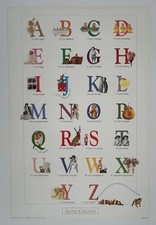Affiche alphabet avec bébés Anne Geddes 1993 sur panneau mousse 24 po x 36 po