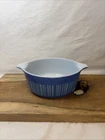Vintage  PYREX 472 1 1/2 PT  Blue Stripes Barcode Casserole No Lid