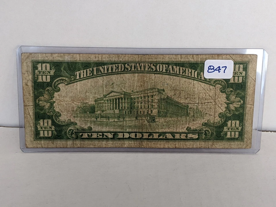 1929 $10 Federal Reserve Bank of Boston, MA - VG Condition #847 - Image 4 of 4