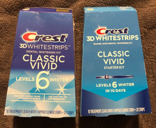 New Lot Of 2 Crest 3D Classic Vivid 6 Levels Whiter 20x2 40 Whitestrips 4/2026