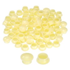 100Pcs 14mm 9/16" Dia Plastic Screw Hole Plugs Cover for Furniture, Yellow