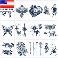 12 Sheets Realistic Semi-Permanent Tattoos for Adults 2-Week Long Lasting Plant-