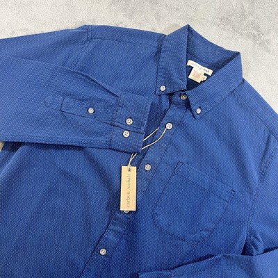 NEW Carbon 2 Cobalt Long Sleeve Shirt Men s Small Blue Polka Dot Pocket Button