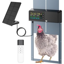 Automatic Chicken Coop Door Solar Powered with Programmable Remote, 4 Modes C...
