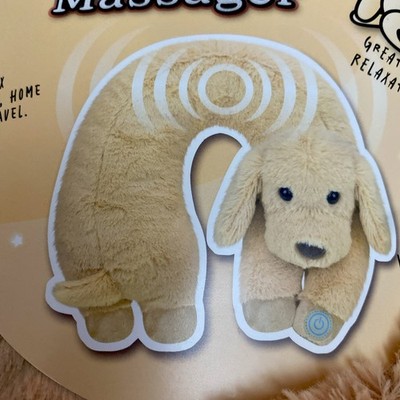 Health Touch Dog Neck Massager Plush Vibrating Gift U Shaped Brown NEW