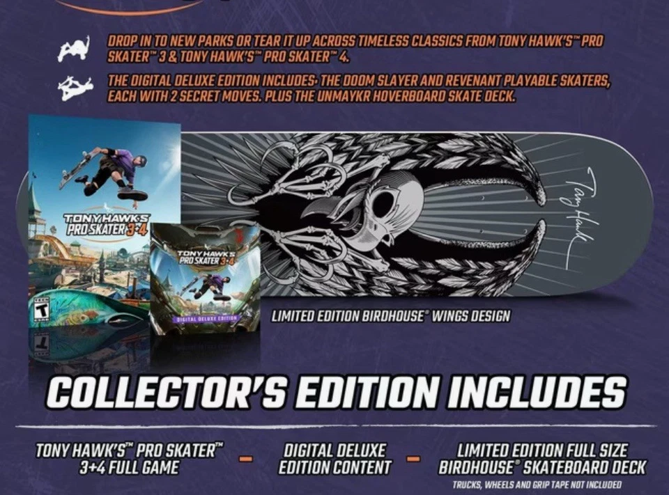 RARA EDICIÓN COLECCIONISTA. Tony Hawks Pro Skater 3+4 Remaster con tabla de skate Foto 2 de 4