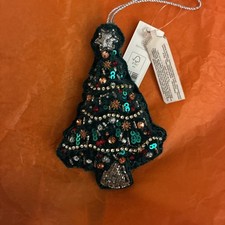 Monsoon Accessorize Green velvet Christmas tree hanging decoration New