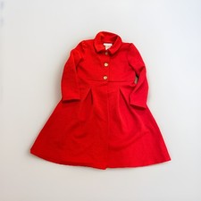 Bonnie Jean Coat Girls 6X Red Gold Button Pea Coat Pleated Holiday
