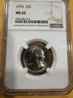 1974 Washington Quarter NCG MS65 FLASHY White coin