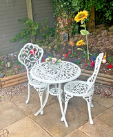 Garden Bistro Set Outdoor Furniture Table Chairs In White