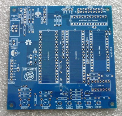 Z80-MBC2 blanke Leiterplatte (blaue Lötmaske) - läuft CP/M 80, Fuzix etcetera beim Aufbau.
