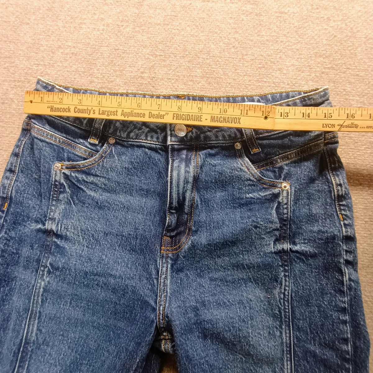 Pantalones de mezclilla Forever 21 para mujer 30x27 dobladillo crudo tiro medio azul pierna ajustada lavado oscuro