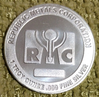 #ad Republic Metals Corp RMC 1 Troy oz .999 Fine Silver Round with Capsule $94.00