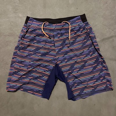 Lululemon T.H.E. Shorts Mens Large Multicolor Gym Training Athletic 9'' Striped