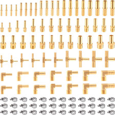 106Pcs Brass Hose Barb Fittings Assortment Kits Splicer Mender/Adaptor/Coupler/C