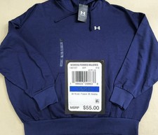 NEW..WOMEN XL OVERSIZED UNDER ARMOUR RIVAL FLEECE HOODIE SWEATER MIDNIGHT NAVY