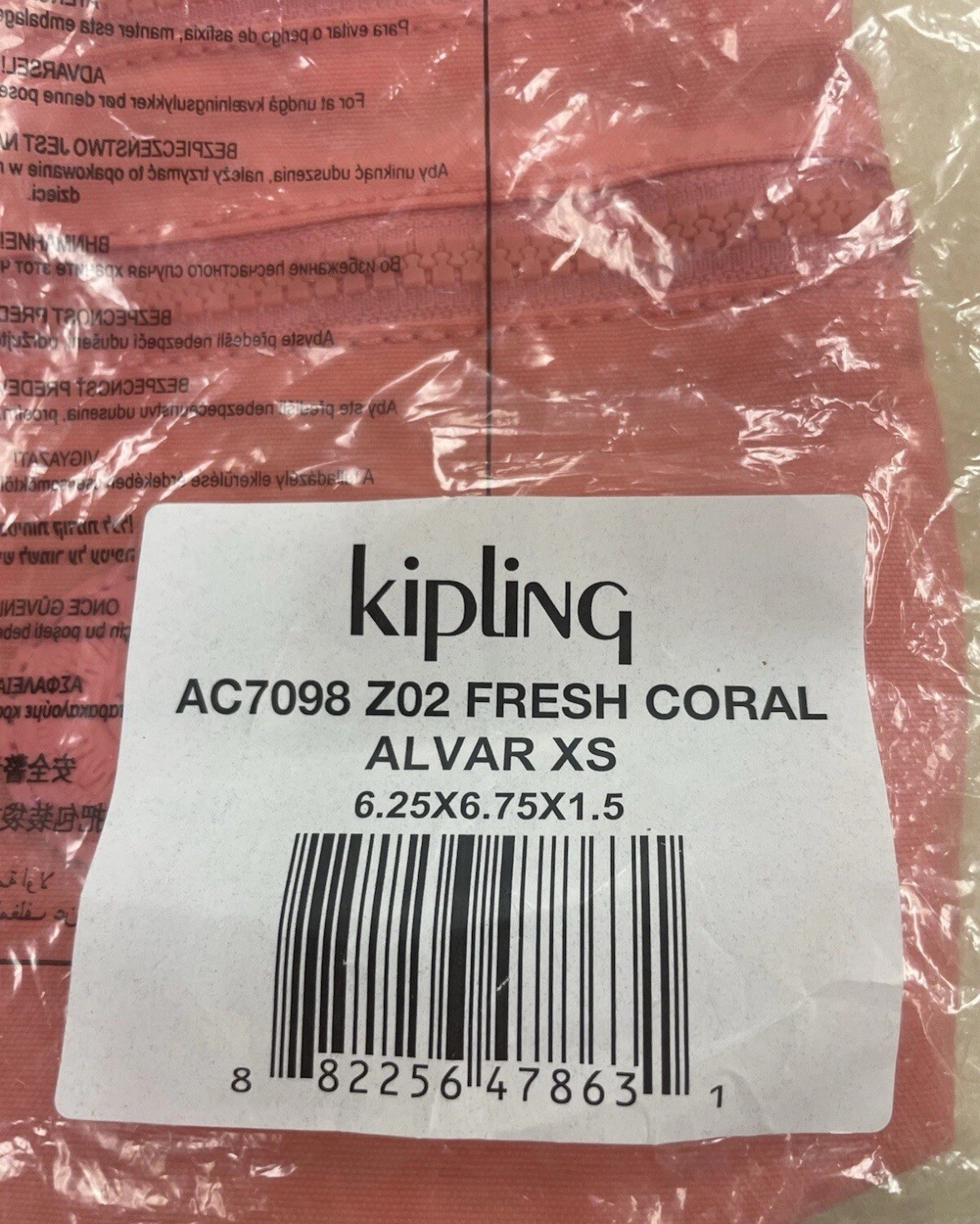 Kipling Alvar XS Mini Crossbody Bag Purse AC7098 Z02 Polyamide FRESH CORAL image 4