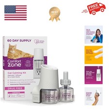 60 Day Starter Kit: 1 Cat Calming Diffuser 2 Refills; Cat Pheromones Help A...