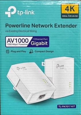 TP-Link AV1000 Gigabit Powerline Network Extender 4K/HD - TL-PA7017 KIT  (2 Ext)