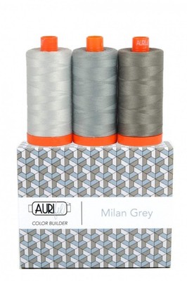 AURIFIL Milan Grey Color Builder Thread Collection 50wt 3 Large Spools AC50CP3-0